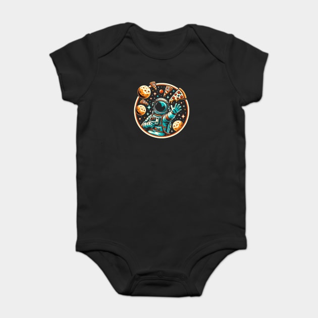 Astronaut in Space with Pizza, Love Eating Pizza Baby Bodysuit by logiamerch